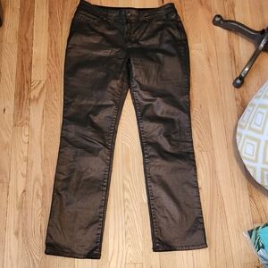 Chico's Metallic Bronze Jeans Size 0.5 Regular Cotton Spandex Blend